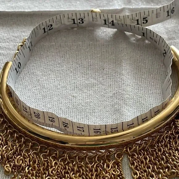 Gold tone vintage choker necklace and clip on earring set